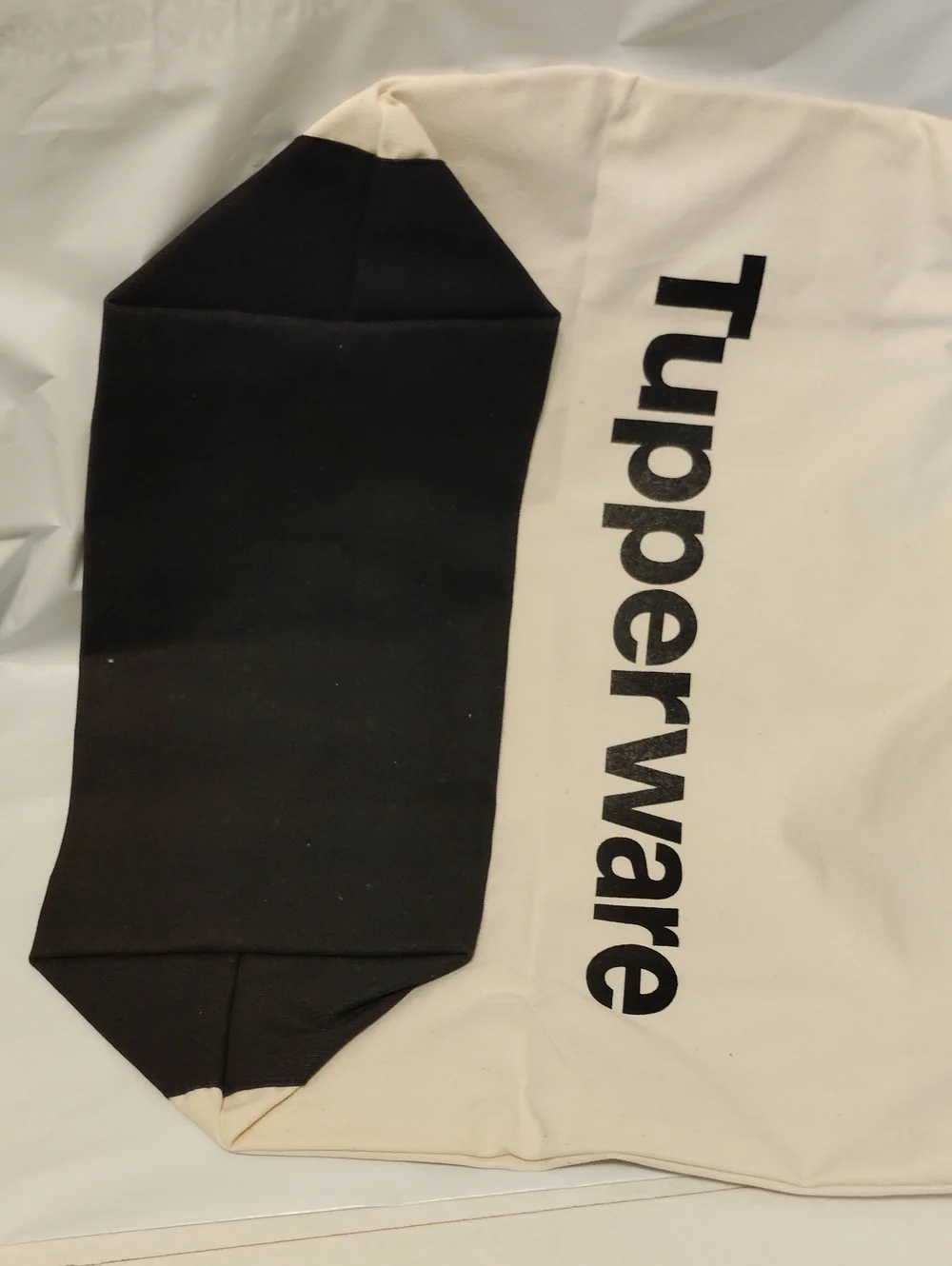 Tupperware Large Promotional Consultant Logo Cream Canvas Tote Bag Black Handles